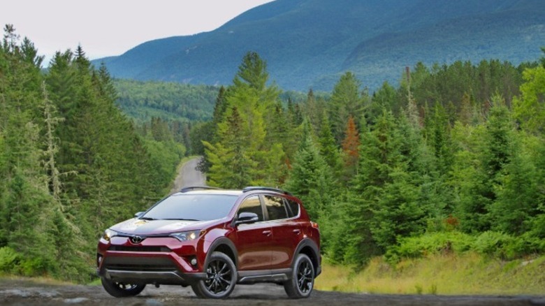 A red 2018 Toyota Rav4