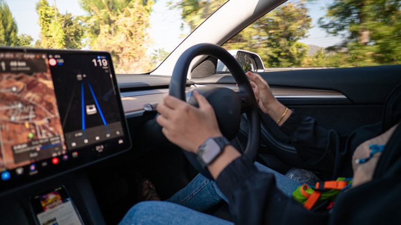 Navigating with a GPS satnav installed.