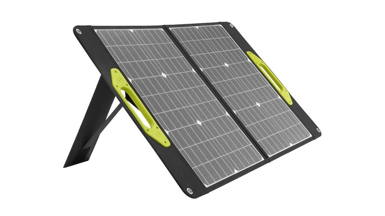 Stock photo of a Ryobi-branded solar panel