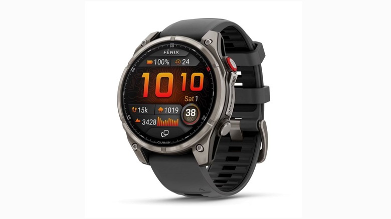 Garmin watch against a white background
