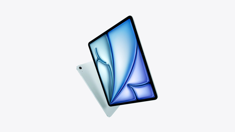 Two M4 Apple iPad Air tablets floating on a white background