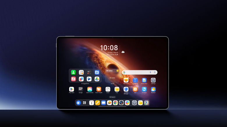 The Honor MagicPad 4 tablet on a dark background