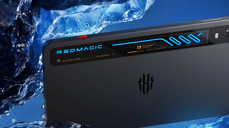 The RedMagic Astra 2 tablet on a blue background with water and ice