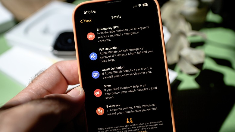 iPhone showing that Apple Watch Ultra has crash detection