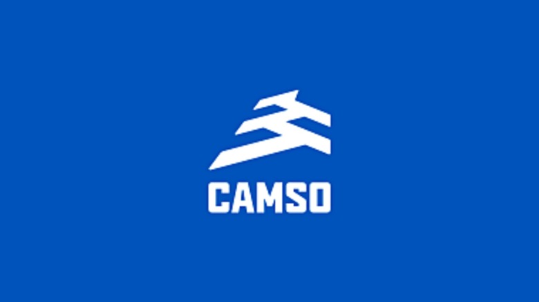 Camso logo on blue background