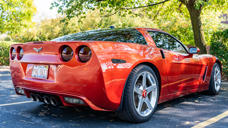 Rear three quarter view 2005 Atomic Orange Corvette