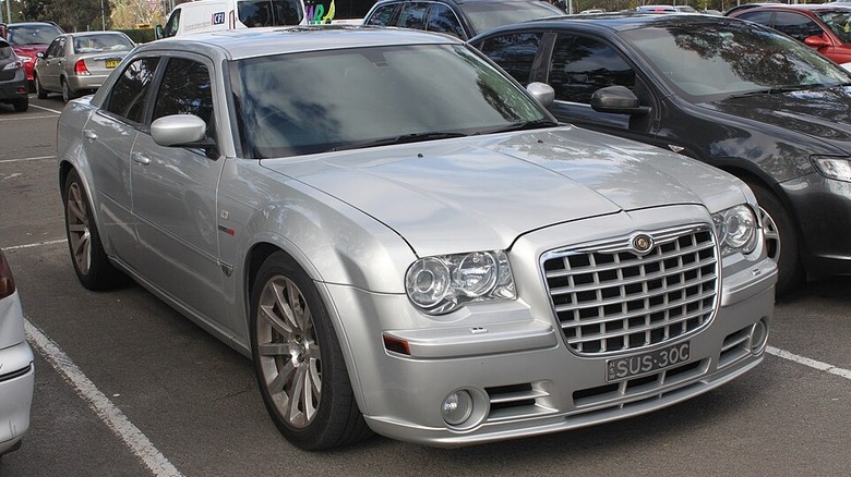 Silver Chrysler 300 SRT8 parked in parking space