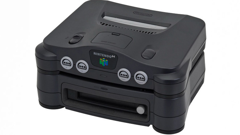 Nintendo 64 docked atop the 64 DD add-on