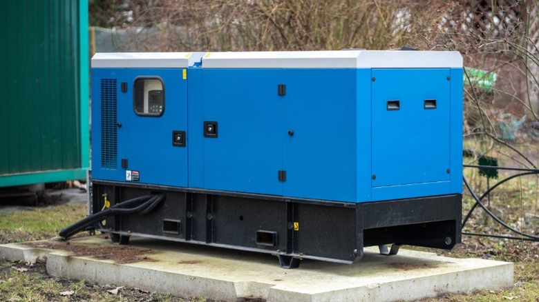 a blue backup diesel generator