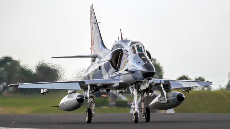 A-4 Skyhawk taxiing on runway