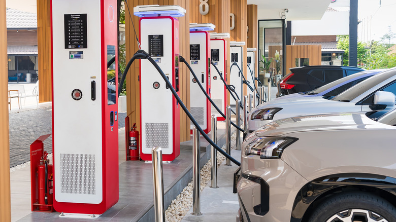 A modern charging station designed for electric vehicles