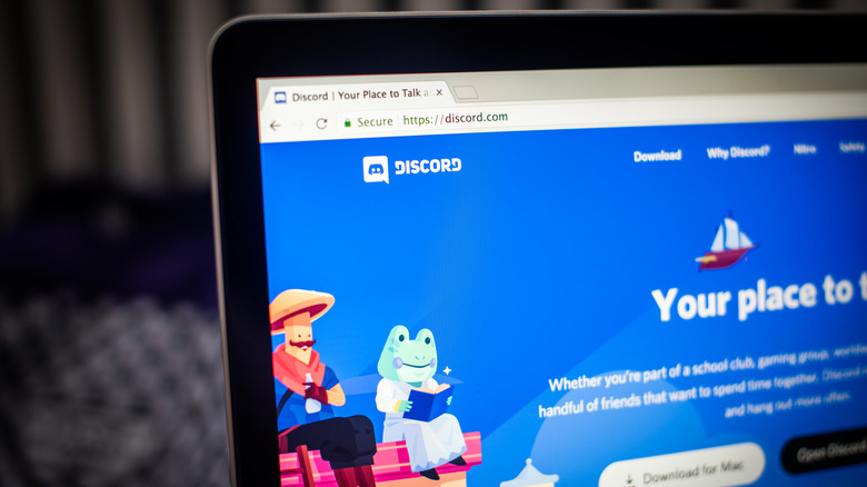 Discord web app on a laptop
