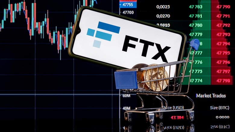 FTX with bitcoin in a cart