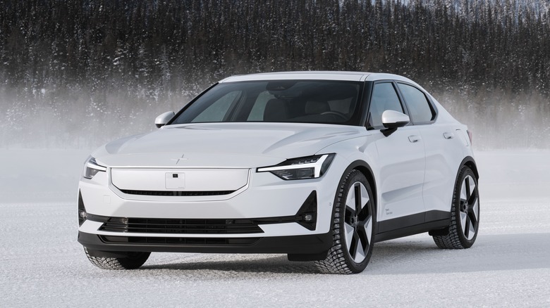 Polestar 2 parked snow