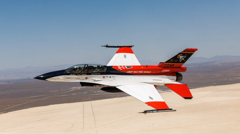 Former Air Force Secretary Frank Kendall rides in the VISTA fighter above the California desert.
