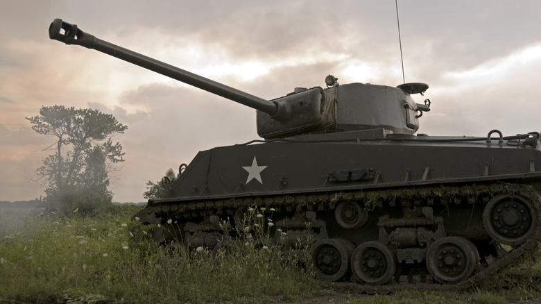 Sherman tank on field