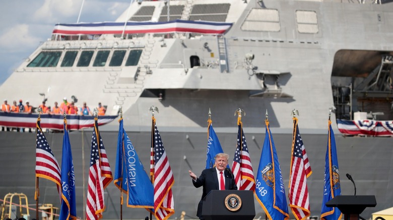 President Trump speaks at Marinette after contract granted in 2020