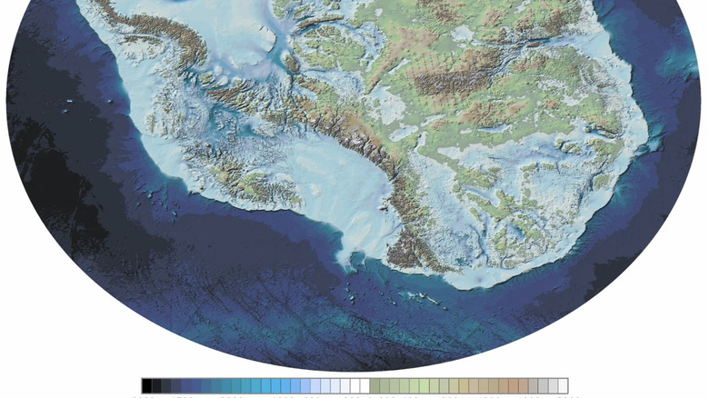 Bedmap3, a map of the land beneath the Antarctic ice sheet.
