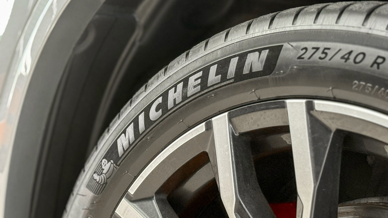 Closeup of a Michelin tire
