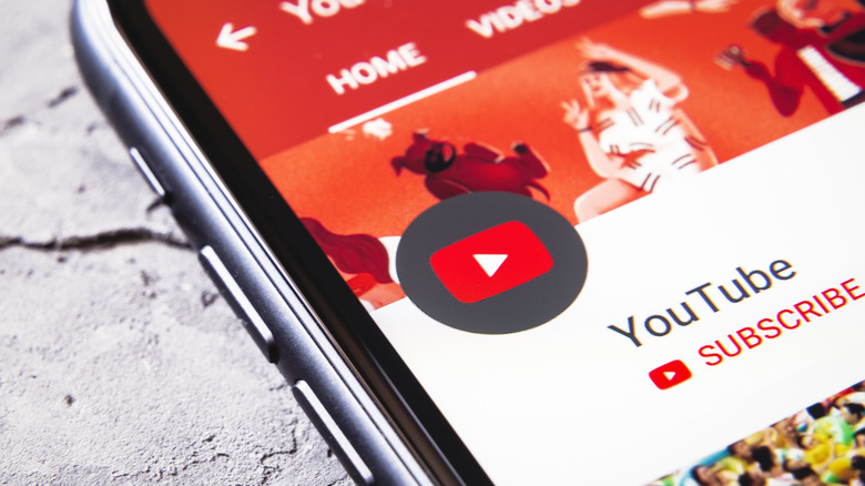 Close-up of YouTube interface on a smartphone