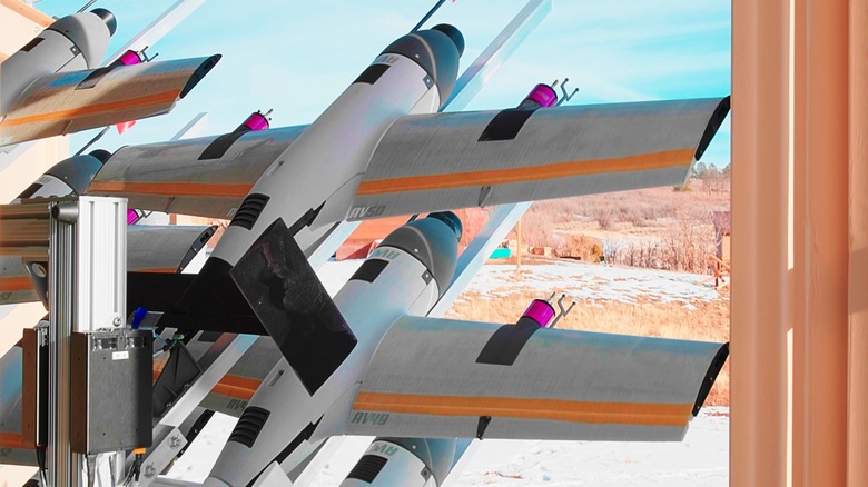 A closeup of Blitz showing multiple UAS inside a container