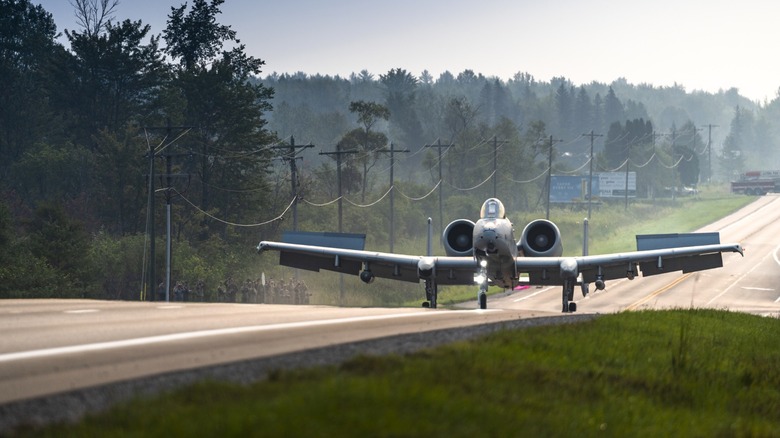 A-10 Warthog landing on a highway