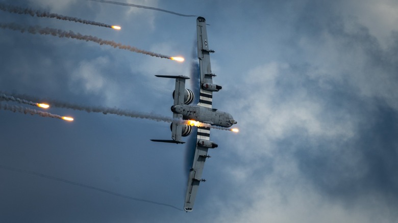 A-10 Warthog releasing flares