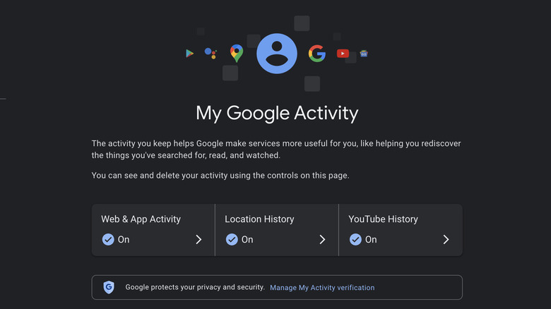 My Google Activity page