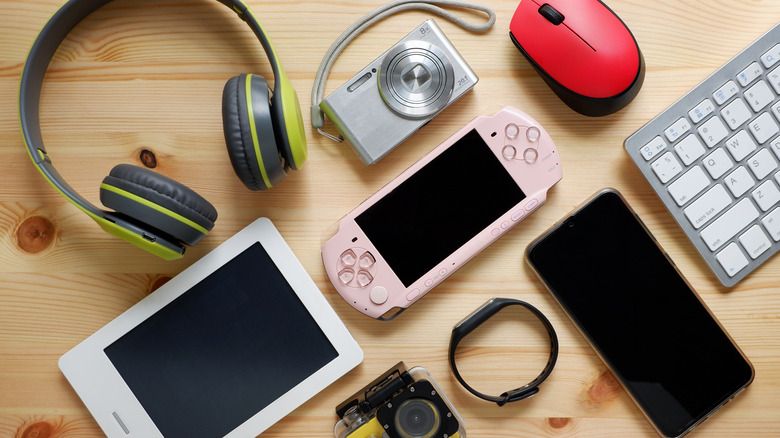 Old gadgets on desk