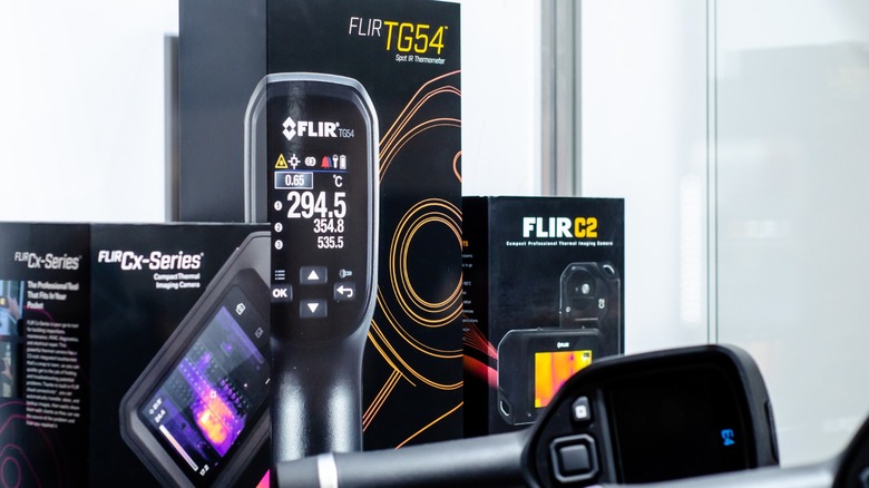 FLIR thermal cameras on a shelf