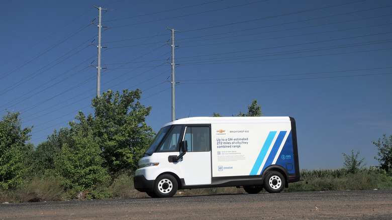 2025 Chevrolet BrightDrop 400 in front of powerlines