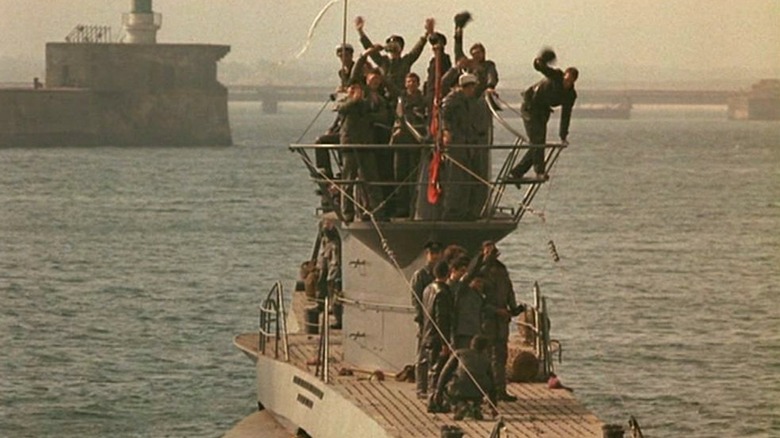 Sailors waving from the mast of the U-96 in "Das Boot"
