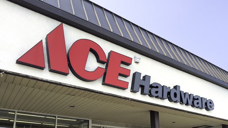Picture displaying Ace Hardware logo on a store front
