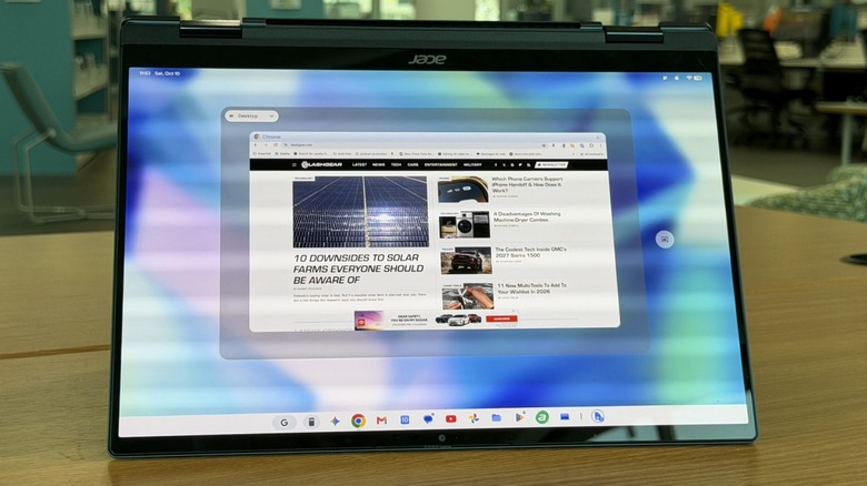 Googlebook on a table in tent mode