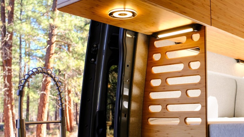 Ceiling light within van kitchenette