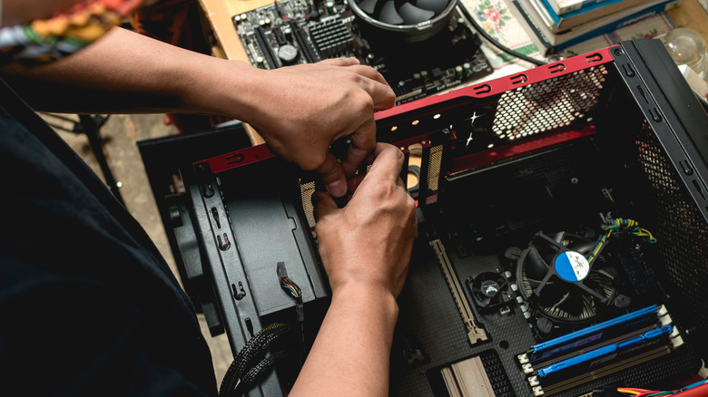 Person assembling a gaming PC