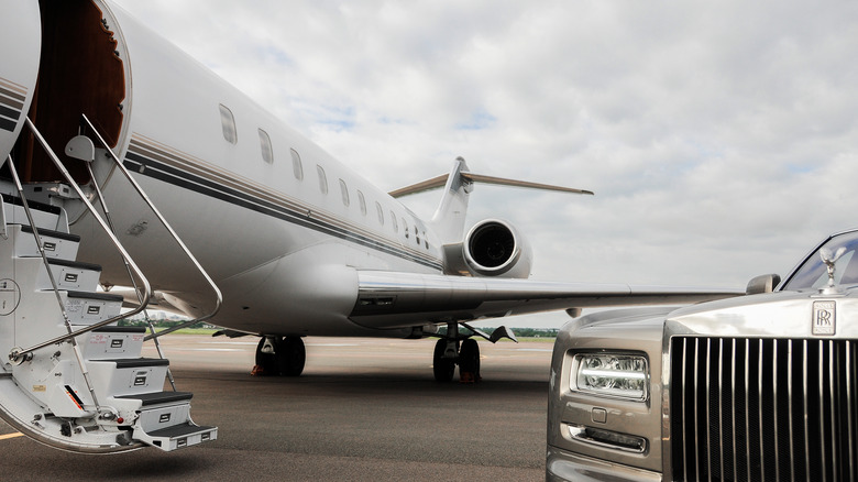 Private jet on tarmac