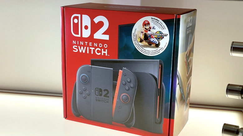 Switch 2 console packaging for the Mario Kart World bundle.