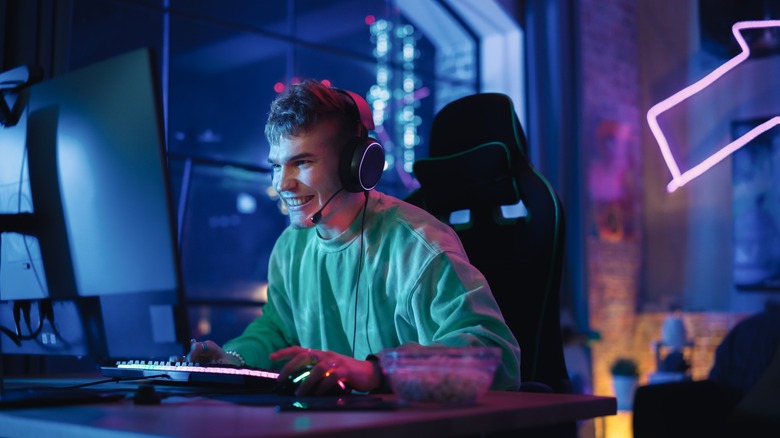 person playing on PC