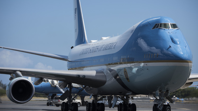VC-25A Air Force One parked on runaway