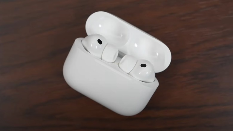 A set of Apple AirPods Pro 3s on a table.