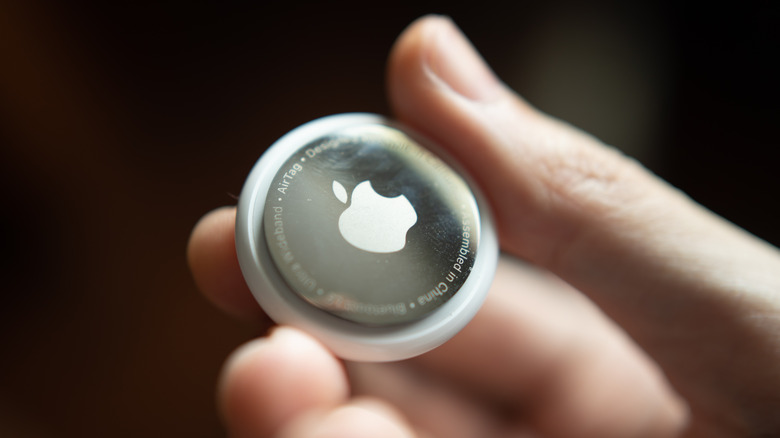 Closeup of an Apple AirTag