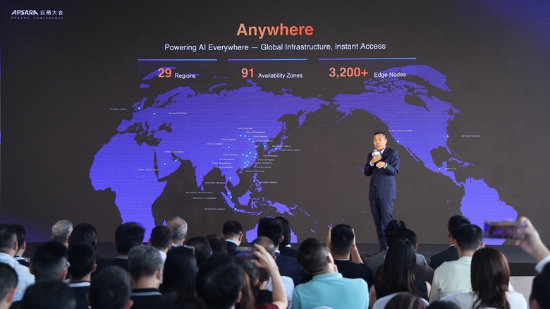 Dr. Feifei Li, President of International Business and SVP of Alibaba Cloud Intelligence Group, speaking on stage