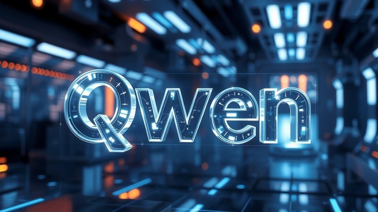Qwen logo in front of a blurry background