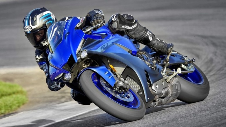 Rider on blue YZF-R1