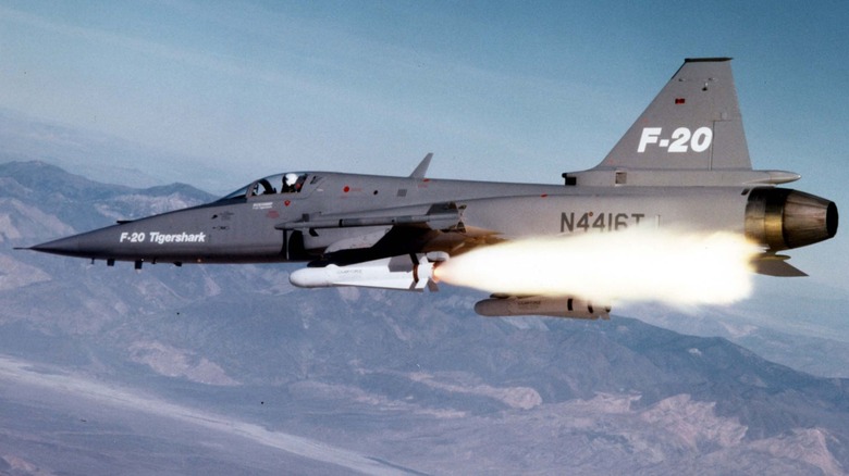 An F-20 launching an AGM-65 Maverick missile