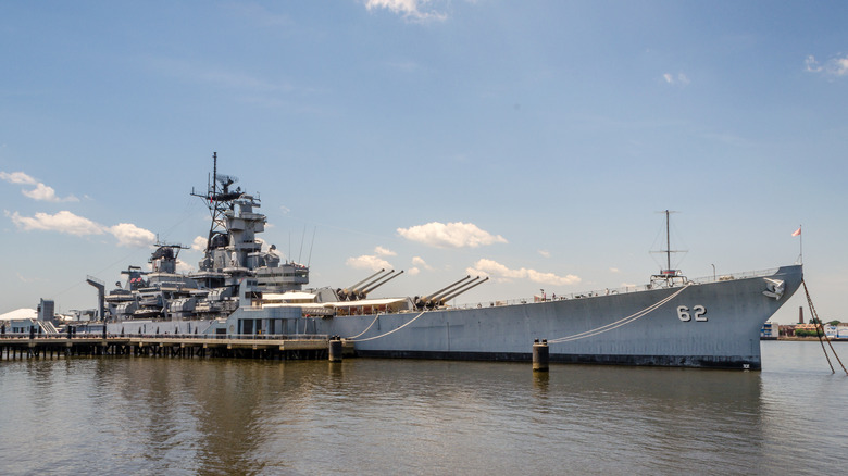 Side view of a battleship