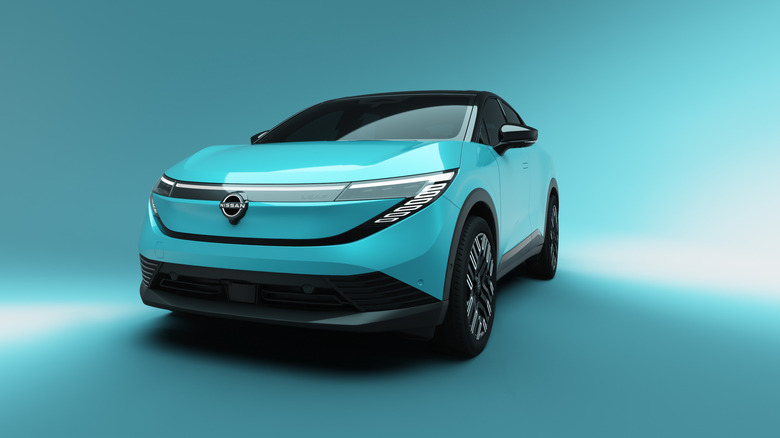 The all-new Nissan EV's front profile.