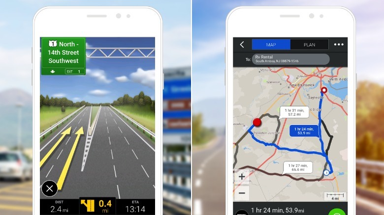 Screenshots of CoPilot map app from Play Store
