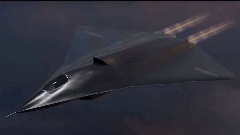 J-36 fighter jet aerial view